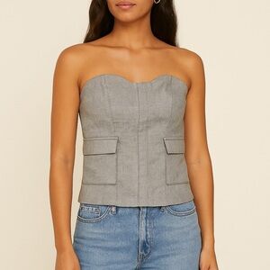 Reformation Strapless Wool Blend Gray Bustier Top size Medium